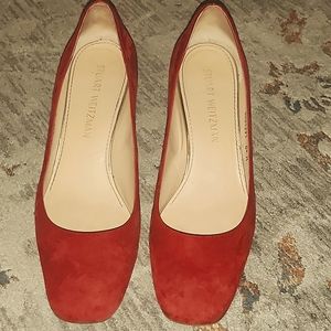 Stuart Weitzman suede red pump 8 1/2